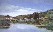 Camille Pissarro First Nepali Weiye Marx and Engels river bank oil